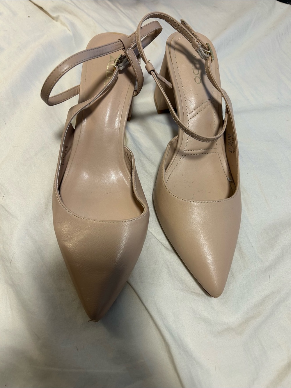 Aldo Blush Pointed-Toe Ankle-Strap Pumps